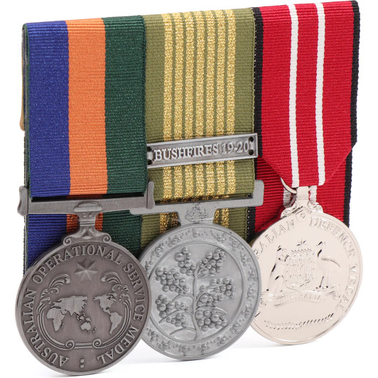 AOSM Border Protection + National Emergency Medal (Bushfires) + ADM Replica Group