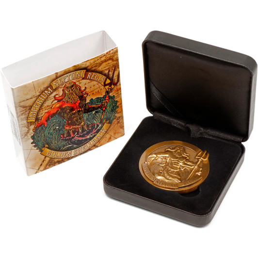 Crossing the Line Golden Shellback Medallion in Case