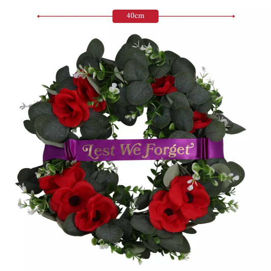 40cm Poppy & Eucalyptus Lest We Forget Wreath