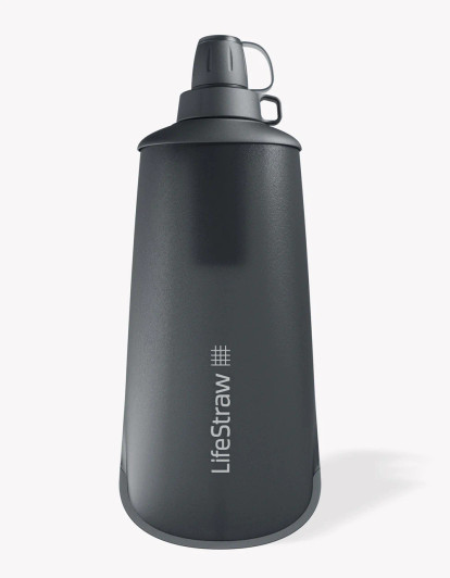 LifeStraw Peak Series Collapsible Squeeze Bottle 1L- Dark Mountain Gray