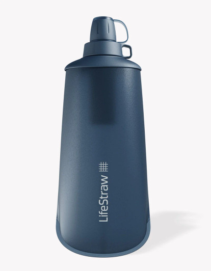 LifeStraw Peak Series Collapsible Squeeze Bottle 1L- Mountain Blue
