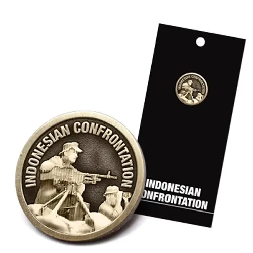 Indonesian Confrontation Badge On Card Between 1962 and 1966 Indonesia and Malaysia fought a small, undeclared war which came to involve troops from Australia, New Zealand and Britain. Australian units which fought during Confrontation did