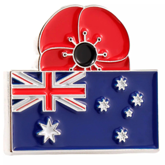 Australian Flag and Poppy Lapel Pin