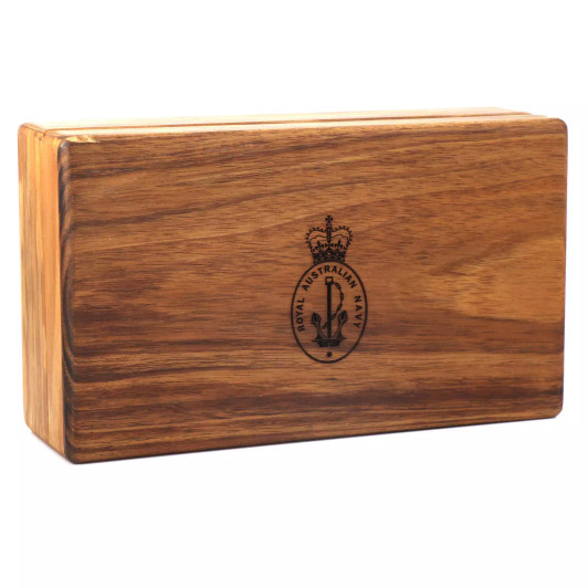 Tasmanian Blackwood Two-Tiered Medal Display Box With Navy Badge Tasmanian Blackwood Two-Tiered Medal Display Box With Navy Badge