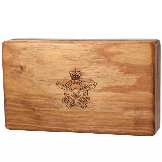 Tasmanian Blackwood Medal Display Box With Air Force Badge