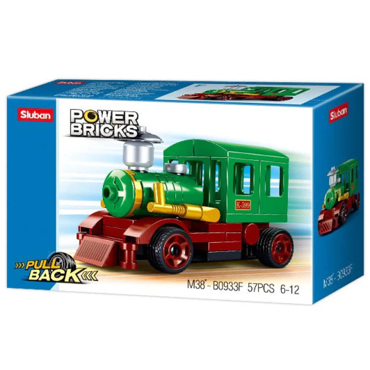 Power Bricks Pull Back- Green Train
