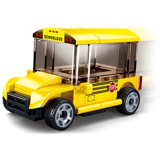 Power Bricks Pull Back- Yellow Bus