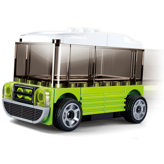 Power Bricks Pull Back- Green Bus