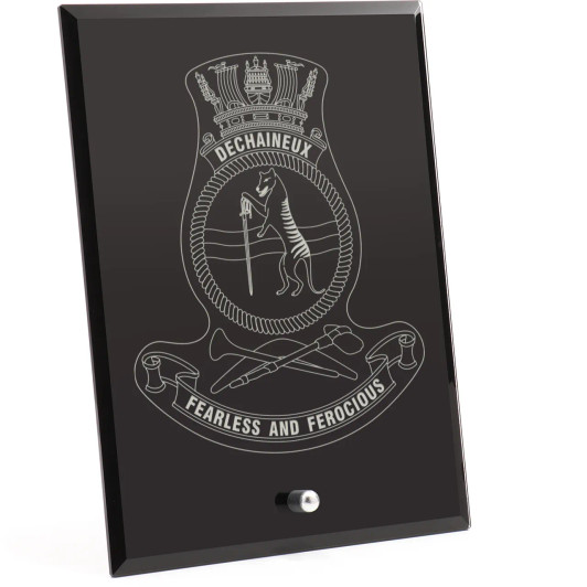 HMAS Dechaineux Nebula Black Glass Award in Gift Box