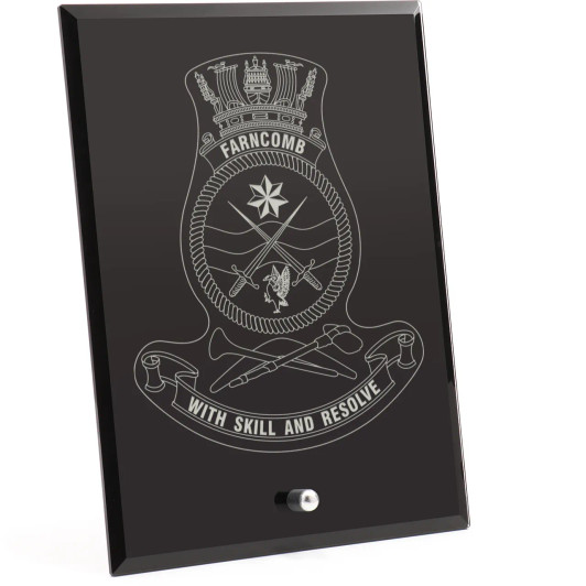 HMAS Farncomb Nebula Black Glass Award in Gift Box