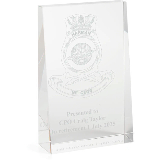 HMAS Harman Glacier Glass Award in Gift Box