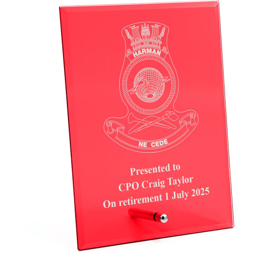 HMAS Harman Nebula Red Glass Award in Gift Box