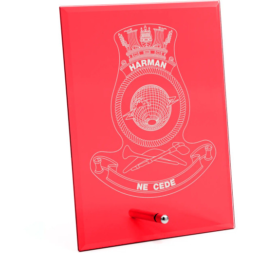 HMAS Harman Nebula Red Glass Award in Gift Box
