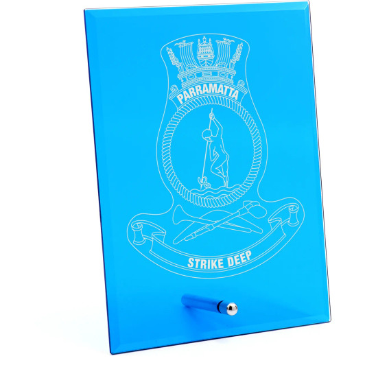 HMAS Parramatta (IV) Nebula Blue Glass Award in Gift Box