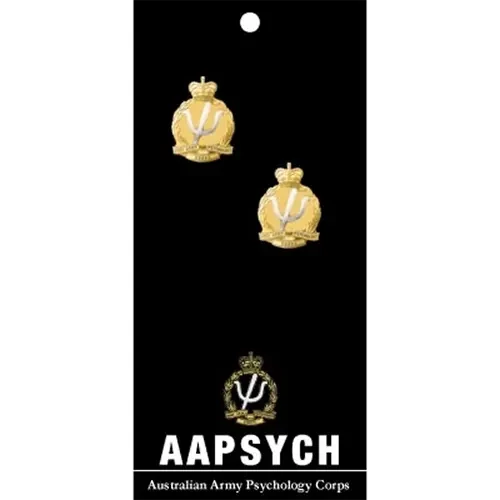AAPSYCH Cuff Links On Card Australian Army Psychology Corps (AA PSYCH) 20mm full colour enamel cuff links. Order now from the military specialists. Displayed on a presentation card. These beautiful gold plated cuff links are th