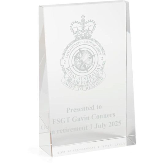No 2 Expeditionary Health Squadron (2EHS) Glacier Glass Award in Gift Box