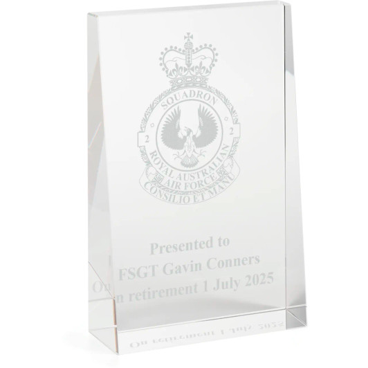 No 2 Squadron (2SQN) Glacier Glass Award in Gift Box