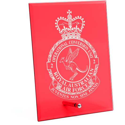 No 2 Squadron Operational Conversion Unit (2OCU) Nebula Red Glass Award in Gift Box