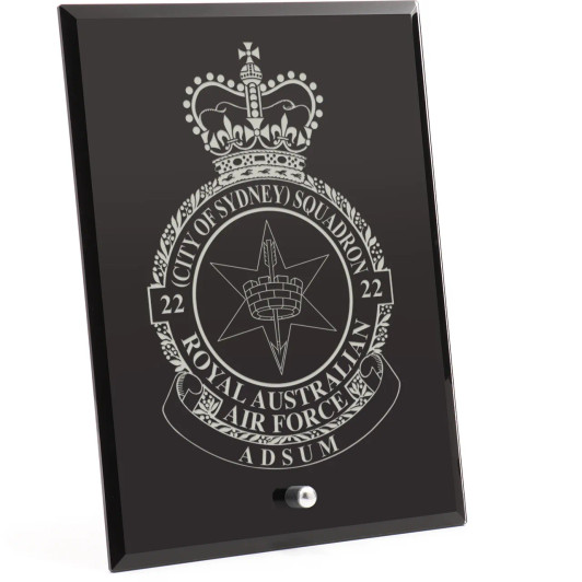 No 22 (City of Sydney) Squadron (22SQN) Nebula Black Glass Award in Gift Box