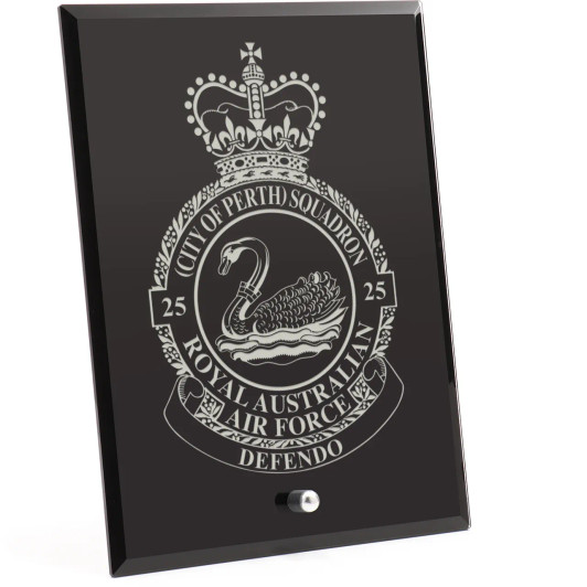 No 25 (City of Perth) Squadron (25SQN) Nebula Black Glass Award in Gift Box