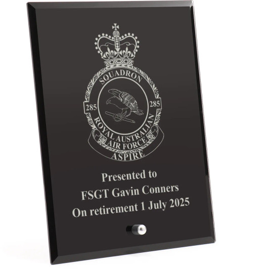 No 285 Squadron (285SQN) Nebula Black Glass Award in Gift Box