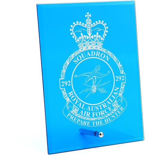 No 292 Squadron (292SQN) Nebula Blue Glass Award in Gift Box
