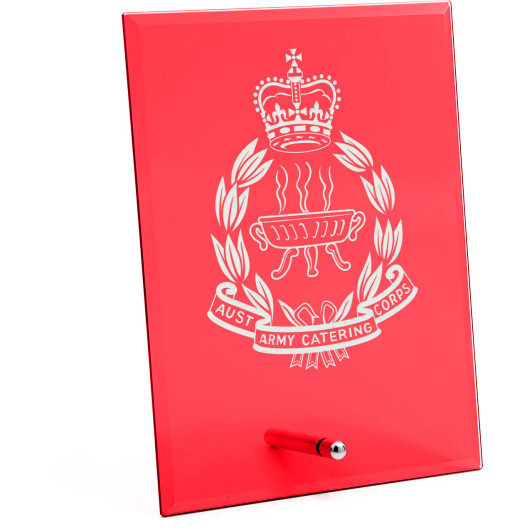 Australian Army Catering Corps (AACC) Nebula Red Glass Award in Gift Box