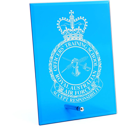Officers' Training School (OTS) Nebula Blue Glass Award in Gift Box