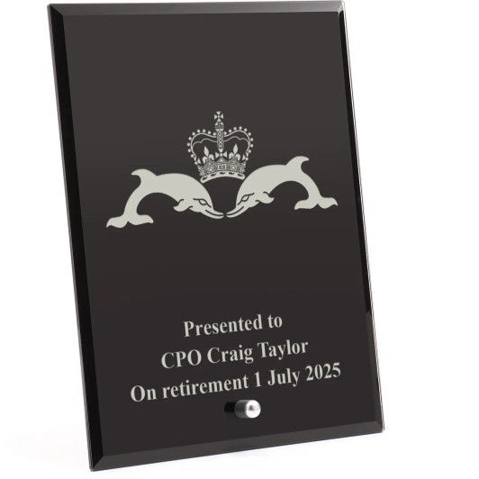 Australian Submarines Nebula Black Glass Award in Gift Box