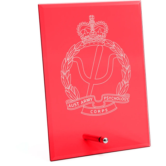 Australian Army Psychology Corps (AAPSYCH) Nebula Red Glass Award in Gift Box