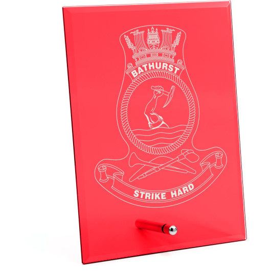 HMAS Bathurst (II) Nebula Red Glass Award in Gift Box