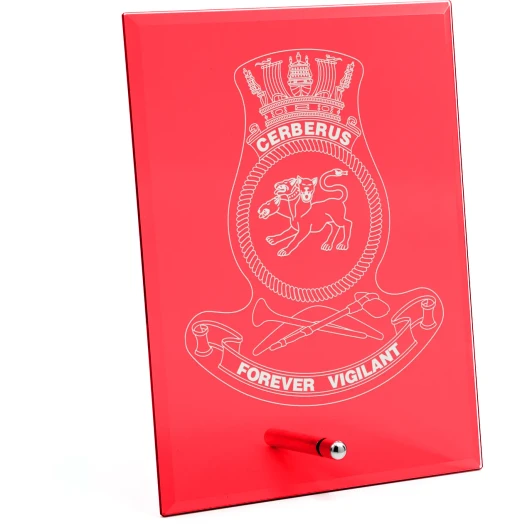 HMAS Cerberus Nebula Red Glass Award in Gift Box