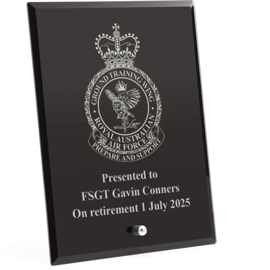 Ground Training Wing (GTWG) Nebula Black Glass Award in Gift Box