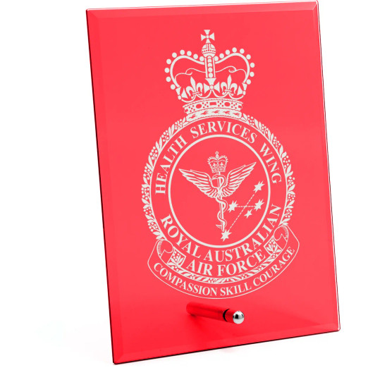 Health Services Wing (HSW) Nebula Red Glass Award in Gift Box