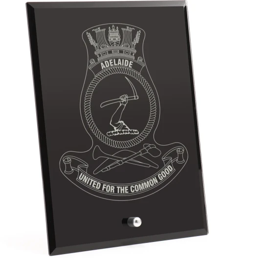 HMAS Adelaide (III) Nebula Black Glass Award in Gift Box
