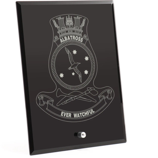 HMAS Albatross Nebula Black Glass Award in Gift Box