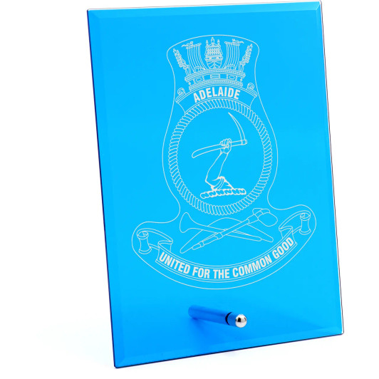 HMAS Adelaide (III) Nebula Blue Glass Award in Gift Box
