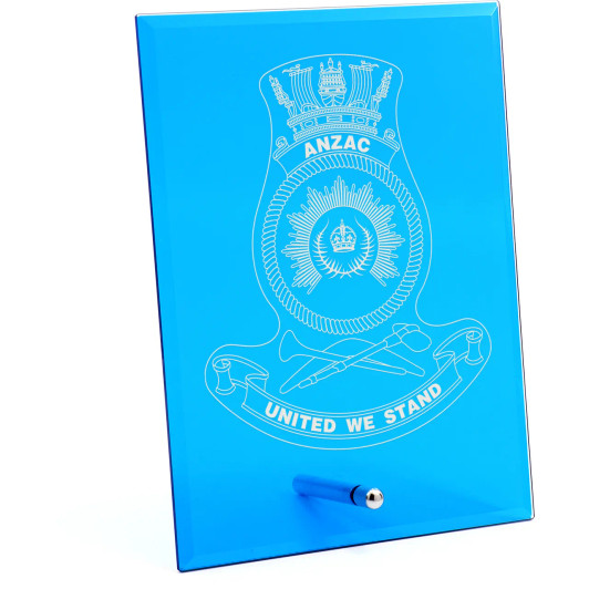 HMAS Anzac Nebula Blue Glass Award in Gift Box