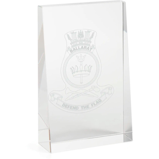HMAS Ballarat (II) Glacier Glass Award in Gift Box