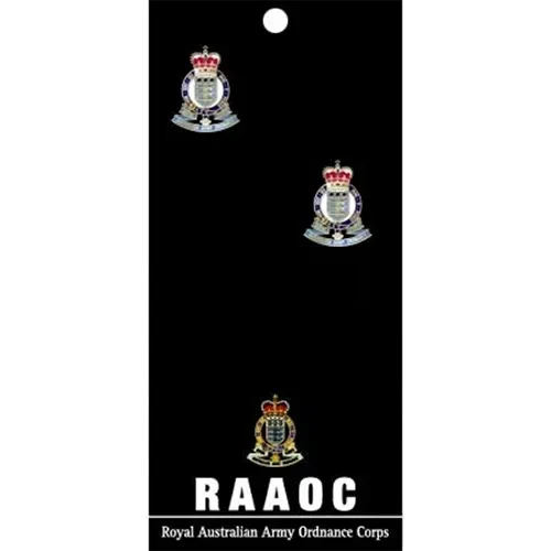 RAAOC Cuff Links On Card Royal Australian Army Ordnance Corps (RAAOC) 20mm full colour enamel cuff links. Order now from the military specialists. Displayed on a presentation card. These beautiful gold plated cuff links are t
