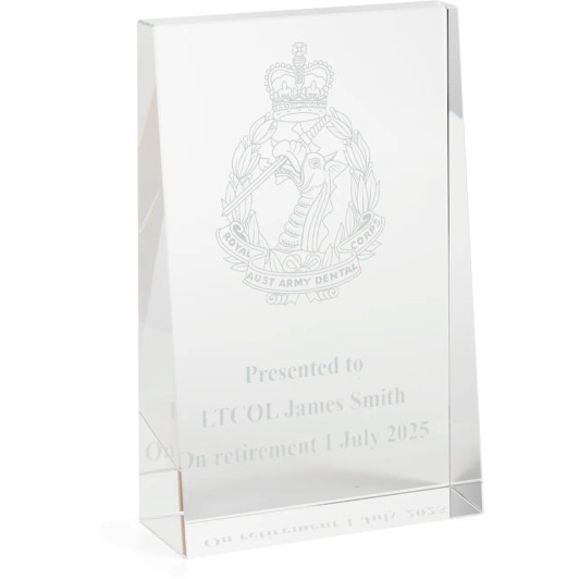 Royal Australian Army Dental Corps (RAADC) Glacier Glass Award in Gift Box