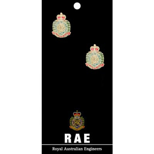 RAE Cuff Links On Card Royal Australian Engineers (RAE) 20mm full colour enamel cuff links. Order now from the military specialists. Displayed on a presentation card. These beautiful gold plated cuff links are the perfect a