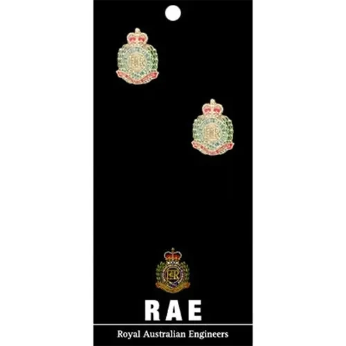 RAE Cuff Links On Card Royal Australian Engineers (RAE) 20mm full colour enamel cuff links. Order now from the military specialists. Displayed on a presentation card. These beautiful gold plated cuff links are the perfect a