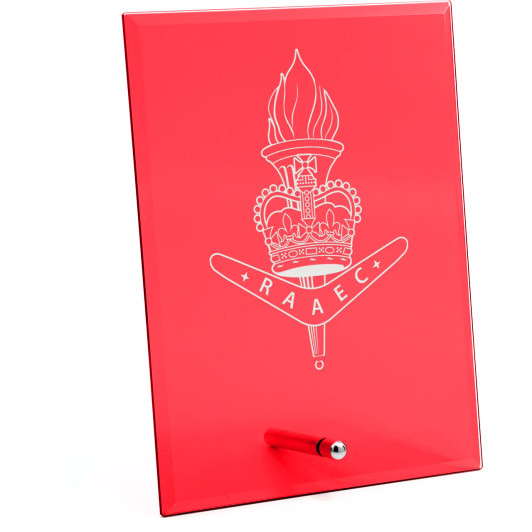 Royal Australian Army Educational Corps (RAAEC) Nebula Red Glass Award in Gift Box