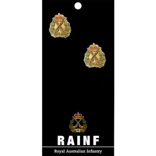 RAinf Cuff Links On Card Royal Australian Infantry Corps (RA Inf) 20mm full colour enamel cuff links. Order now from the military specialists. Displayed on a presentation card. These beautiful gold plated cuff links are the p