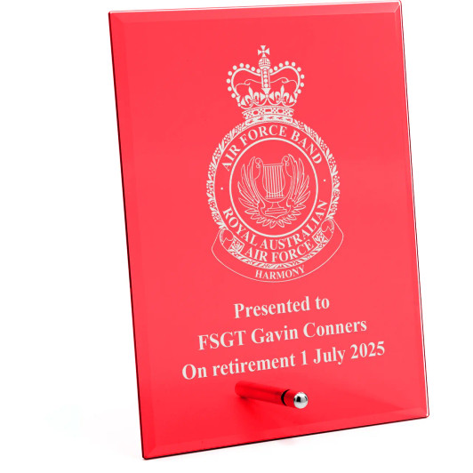 Air Force Band Nebula Red Glass Award in Gift Box