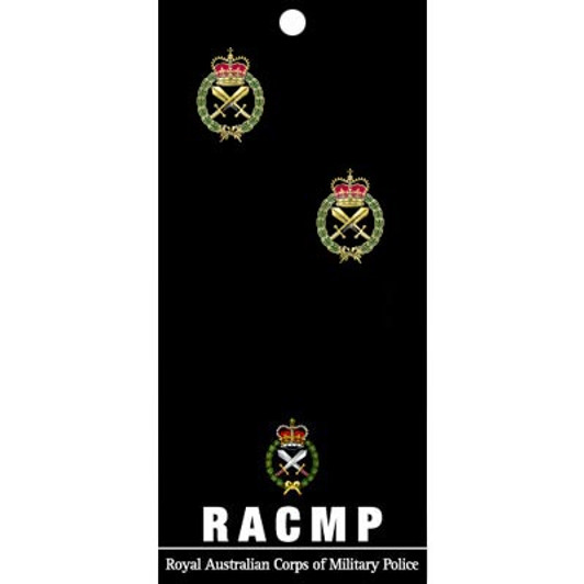 RACMP Cuff Links On Card Royal Australian Corps of Military Police (RACMP) 20mm full colour enamel cuff links. Order now from the military specialists. Displayed on a presentation card. These beautiful gold plated cuff links