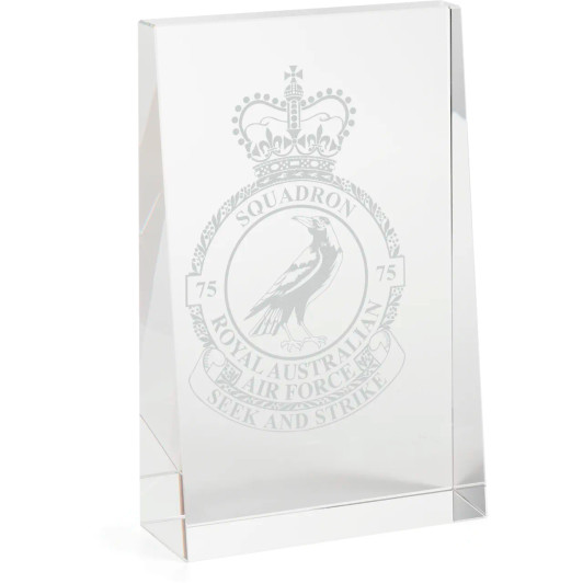 No 75 Squadron (75SQN) Glacier Glass Award in Gift Box
