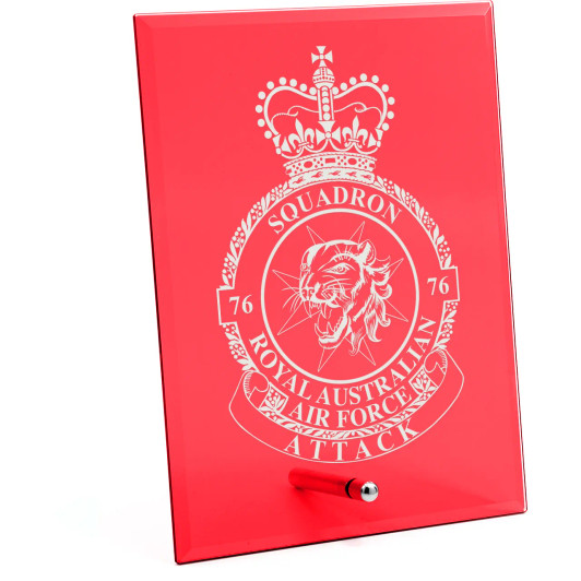 No 76 Squadron (76SQN) Nebula Red Glass Award in Gift Box