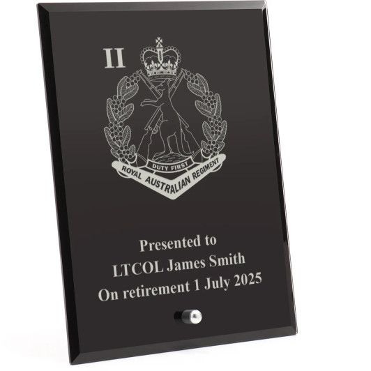 2nd Battalion, Royal Australian Regiment Nebula Black Glass Award in Gift Box